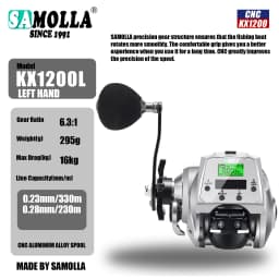 SAMOLLA New Large Electronic Fishing Reel Solar+Usb charging Large Display Screen Temperature/Air Pressure Baitcasting Reel