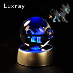 Pokemon 3D Crystal Ball Pikachu Gengar Mew Mewtwo Figurines Lamp Base Pokeball 3D Pokemon Glass Ball Statue Birthday Gift