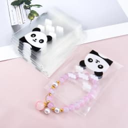 50pcs Self-Adhesive Bags Transparent Cute Panda Self-Adhesive Bags for DIY Jewelry Display Handmade Cookies Candy Packaging