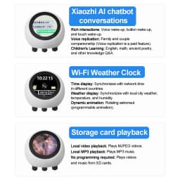 XiaoZhi AI Voice Chat Robot DeepSeek ESP32-S3 1.28inch LCD Display N16R8 Electronic Eye Clock Desktop espHome Assistant