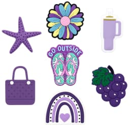 1/10pcs Purple Summer Beach Theme Bag Charms Set DIY Decorative Pins Starfish Flip Flops Grapes Fashion Tote Handbag Accessories