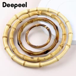 1/2Pcs Deepeel 7-18cm Round Bamboo Handles Handbag Purse Frame Closure Woven Bag Handle DIY Handmade Replacement Accessories