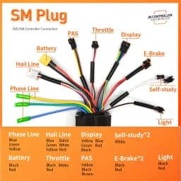 Ebike SineWave Three Mode Controller 24V-52V 17A 26A 30A 40A 45A TFT Display Throttle Hall Unlimited Motor 350W-2000W Moto