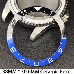 Sloping 38mm * 30.6mm Ceramic/Aluminum Bezel GMT and Diving Watch Insert Fits for 40mm Men's Watch Case Bezel Replacement Insert