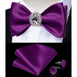 Classic White Selr-tie Bowtie with Ring Pocket Square Cufflinks Set Fashion Solid Men's Bow Tie for Wedding Groom Business Knots