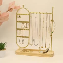 1 desktop solid wood base jewelry rack suitable for organizing and storing watches, earrings, bracelets, necklaces, etc