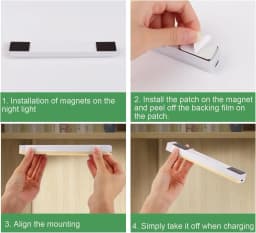 Night Lamp With Motion Sensor Usb Rechargeable Wireless LED Magnetic Light Strip For Bedroom Kitchen Bedside Cabinet Lights