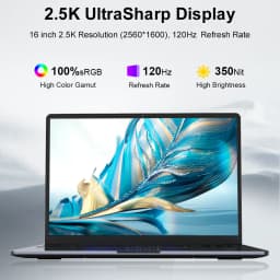 Ninkear N16 Pro Laptop Intel Core Ultra 5 115U, 16GB LPDDR5 RAM 1TB SSD, 16 Inch 2.5K IPS 120Hz Display, 100% SRGB, WiFi 6, Backlit Keyboard, Fingerprint Unlock, 65W USB-C Charging, Metal Body, Notebook for Office Work, Study and Multitasking