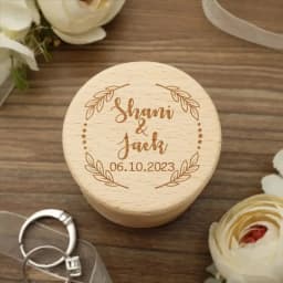 Free Personalized Engagement Ring Box Wooden Ring Box for Wedding Custom Proposal Engraved Ring Bearer Anniversary Gifts for Her