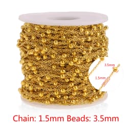 2M Stainless Steel Beaded Ball Cable Rolo Chains Bulk Plating Gold Chain for Jewelry Making Supplies Necklace Wholesale Items