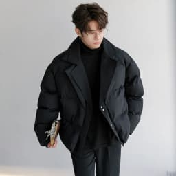 2026 Winter Fashion Solid Color Warm Parkas Men New Loose Cotton-padded Jackets Male Short Fake Two Piece Casual Coats C970