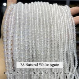 7A Top Quality Natural White Agate Beads Round Loose Spacer Onyx Bead For Jewelry Making DIY Charm Bracelets Necklace Accessory