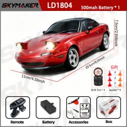 LDRC 1/18 RC Drift Car LD1804 Mazda MX5 2.4GHz with ESP Gyro LED Lights Full Scale Skymaker RC Toy Racing Cars For Kids Toy Gift