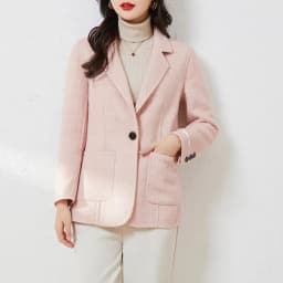 Women's Suit Collar Double-sided Cashmere Wool Coat 2024 Fall Winter Chic Ladies Single Button Loose 100% Woolen Blazer Jackets