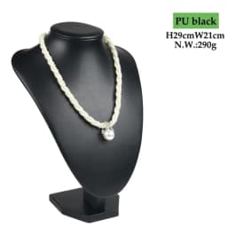 Exhibitor 6 Options Black PU Jewelry Display Faux Leather Mannequin Necklace Pendant Jewelry Bust Neck Display Stand Holder