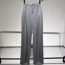 2026 Fall Winter Elegant Gray Suits Pants for Women Office Lady High Waist Wide Leg Fashion Trousers with Pockets Black Pant