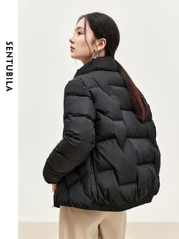 SENTUBILA Women's Short Down Puffer Jackets 2026 Light Weight Stand Neck Zipper Winter Duck Down Coat Female Clothing W44Y56637