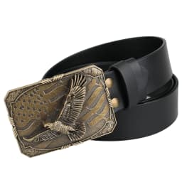 Men's Square Winged Eagle Buckle Genuine Leather Belt Stylish Accessory for Casual Wear