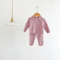 2Pcs Baby Boy Clothes Set Soft Knit Cotton Baby Boy Sweater + Pants Kids Outfit Spring