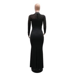 HBLL Elegant Luxury Wedding Mesh See Through Patchwork Prom Formal Long Dress Woman Sexy Black Rhinestone Birthday Evening Robe