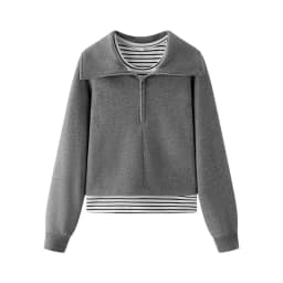 Semir Women Sweatshirt Brushed Fabric Stripe Pattern Raglan Sleeve Two Piece Design Vest Layer Detail 2026 Winter Soft Comfort