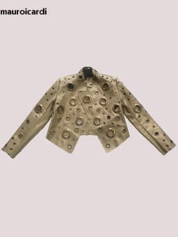 Mauroicardi Spring Short Hollow Out Patchwork Short Pu Leather Jacket Women Cool Luxury Designer European Style Clothes Fashion