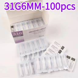 100PCS 25G 30G 32G 33G 34GPainless Needle 4/6/13mm Beauty Ultrafine Piercing Transparent Syringe Injection Glue Clear Tip Cap