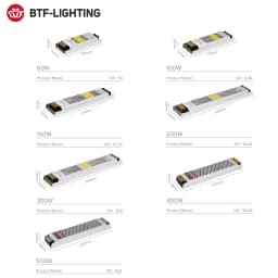 Ultra Thin LED Power Supply AC190V 240V to DC12V 24V 60W 100W 150W 200W 300W Transformer Adapter Driver FCOB WS2815 Light Strip