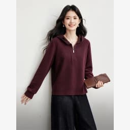VIMLY Women's Hooded Sweatshirt 2026 Autumn Elegant Lace Trim Splicing Casual Pullover Fashion Long Sleeve Top Ladies A7628