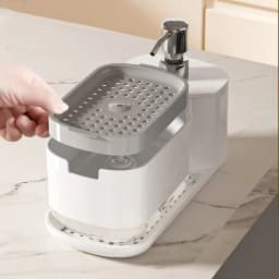 Dual Soap Dispenser with Sponge And Dishcloth Holder Kitchen Hand Dish Soap Dispenser with Tray Multi-Functional Kitchen Soap