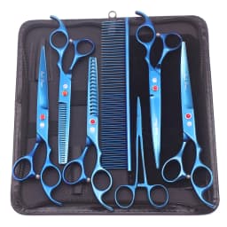 Purple Dragon Pet Scissors 7'' Stainless Dog Groomming Scissors Kit Straight Shears Thinning Shears Chunker Curved Shears Z3003