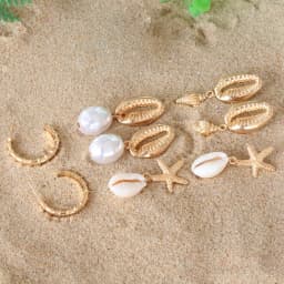 4 Pairs Bohemia Shell Starfish Dangle Earring Set For Women Summer Beach Pearl Conch Drop Earring Girls Boho Jewelry Accessories