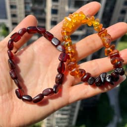 Yoowei 100% Real Amber Bracelet for Unisex Genuine Black Bead Irregular Natural Plant Medical Healing Jewelry Gift Wholesale