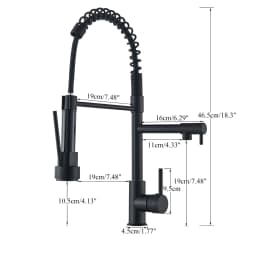 Black Pull Down Kitchen Faucet Dual Spout 360° Rotation Hot Cold Water Mixer Tap Single Handle Deck Mounted Kitchen Sink Crane