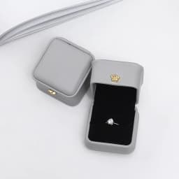 Wire-drawing PU Leather Crown Button Ring Storage Box Jewelry Packing Box Crown Buckle Ring Stud Jewelry Set Box