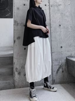 [EAM] High Elastic Waist Black Brief Pleated Wide Leg Pants New Loose Fit Trousers Women Fashion Tide Spring Autumn 2026 1DF1103