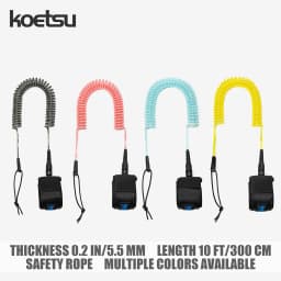 KOETSU SUP Paddle Board Leash 10FT 5.5 mm/0.22 in TPU Material Strong Cord with Ankle MAGIC TAPE Comfortable Secure Fit