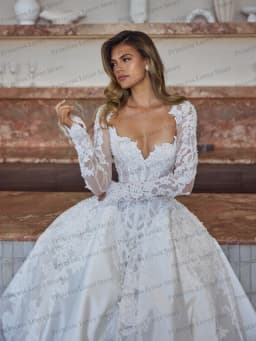 Long Sleeves Lace Corset Wedding Dresses Front Slit Bridal Gown Satin Floor Length Elegant robe de mariée Customized