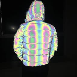 Colorful Reflective Jacket Men Winter Coat Warm Hooded Parka Dazzling Night Glows Rainproof Windbreaker Younger Cotton Coats