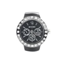 New Hot Sales Creative Diamond Set British Ring Watch Alloy Shell Finger Round Dial Couple Men And Women