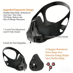 Sports Training Mask Adjustable 48 Breathing Air Resistance for Exercise Running Fitness Exercise Physical Endurance