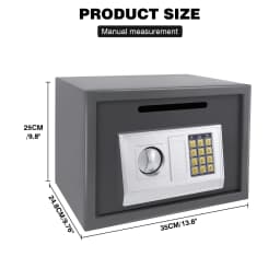 Fireproof Waterproof Home Safe, Home Security Cash Box Cabinet Valuables Protection with Double Digital Keypad & 2 Keys, Grey