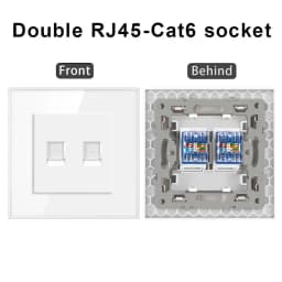 Cat6 rj45 wall socket network socket with TV wall data double socket telephone crystal glass panel rj45 network socket computer