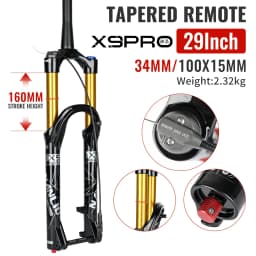 Nanlio X9 Pro MTB Air Suspension Fork 34mm 140/160mm Travel 26/27.5/29 Inch 100x9 100x15 Damping Rebound Bike Fork