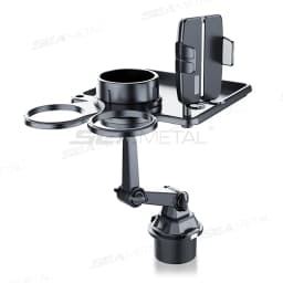 BLALION Car Dual Cup Holder Expander With Tray Phone Holder 360 Adjustable Table Slot Food Organized Tray Portable Drink Stand
