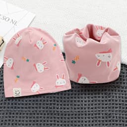 2024 New Cotton Children's Single-layer Hat Scarf 2-piece Set Spring Autumn Girls Hat Scarf Baby Boys Head Cover Kids Hat Set