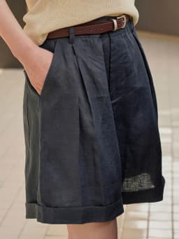 [LANMREM] Korean Version Linen Shorts For Women Solid High Waist Wide Leg Pants Loose Sun Protection Clothing 2025 Summer New