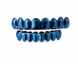 JINAO Hip Hop 6-8 Teeth Smooth Surface Drak Blue Color Grillz Set Men Women Top & Bottom Shiny Grill Punk Rapper Christmas