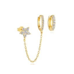 AIDE 925 Sterling Silver 3pcs Set Hoops Earrings for Women 18k Gold Plated Earring Bride Wedding Party Pendientes Fine Jewelry