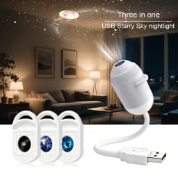 USB Starry Sky Projector Night Light 360 Bendable Flexible Hose HD Projection Car Bedroom Decor Lamp Replaceable Pattern Films